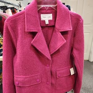 Tribal Jeans Deep Magenta Bouclé Jacket Blazer Button Front Size P/S